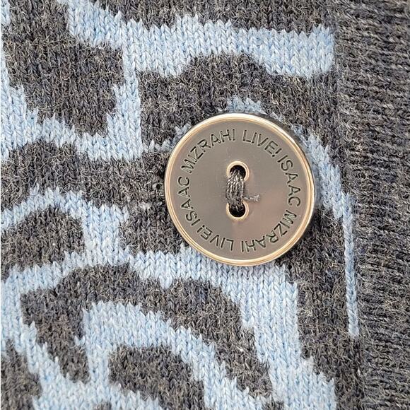 Isaac Mizrahi Live Blue Gray Knit Floral Resort Wear 2 Button Sweater Jacket - Picture 10 of 13